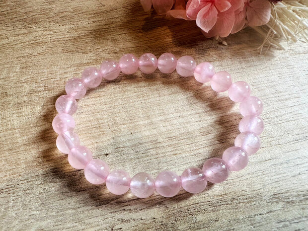 Rozenkwarts kogelarmband 8mm