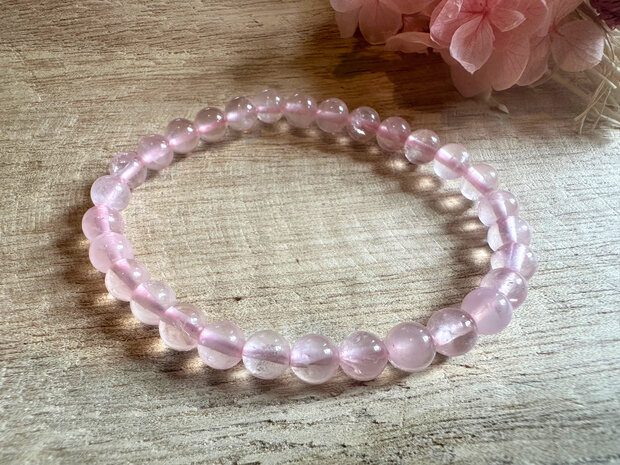 Rozenkwarts kogelarmband 6mm