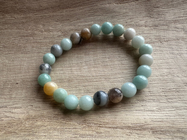 Amazoniet Multi kogelarmband 8mm