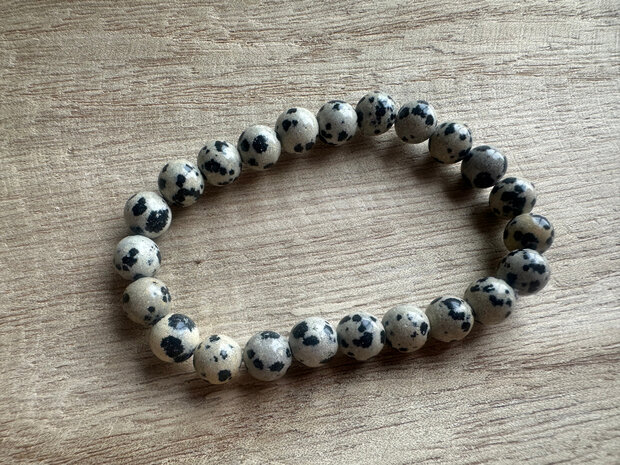 Dalmati&euml;r Jaspis kogelarmband 8mm