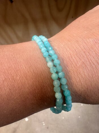 Amazonite extra facet kogelarmband 4mm